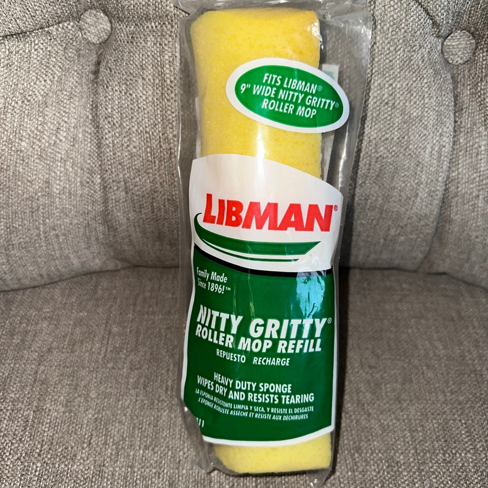 NIP Libman Nitty Gritty Roller Mop Refill 9” #02011 Made In USA